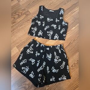 Abercrombie & Fitch Black Floral High Waist Shorts